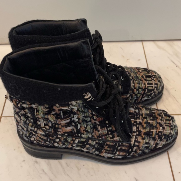 Chanel Tweed Lace Up Boots - Picture 9 of 14